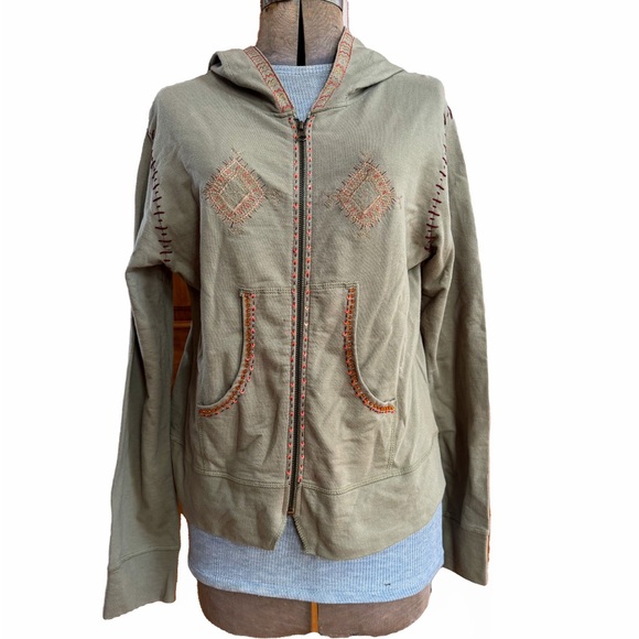 Biographie Jackets & Blazers - Embroidered Embellished Lightweight Zip Up Jacket With Hood Pockets